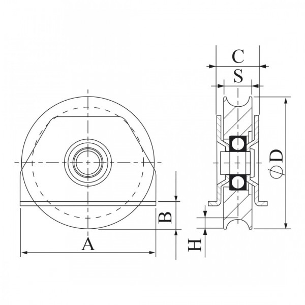 Croquis Sliding wheel "laser" external plates Ø60 round channel 20